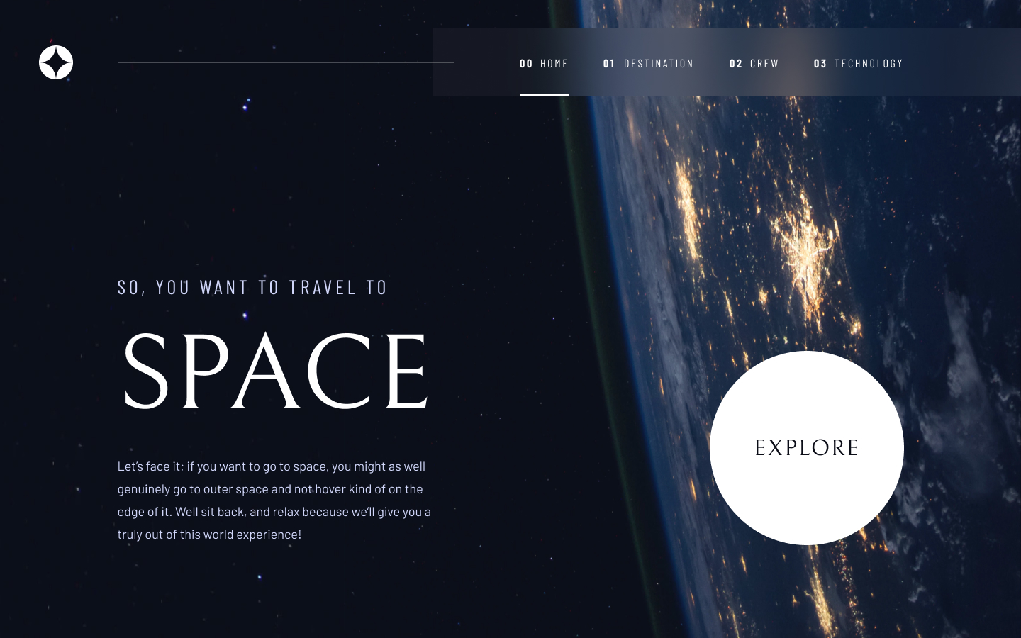 Space tourism multi-page website